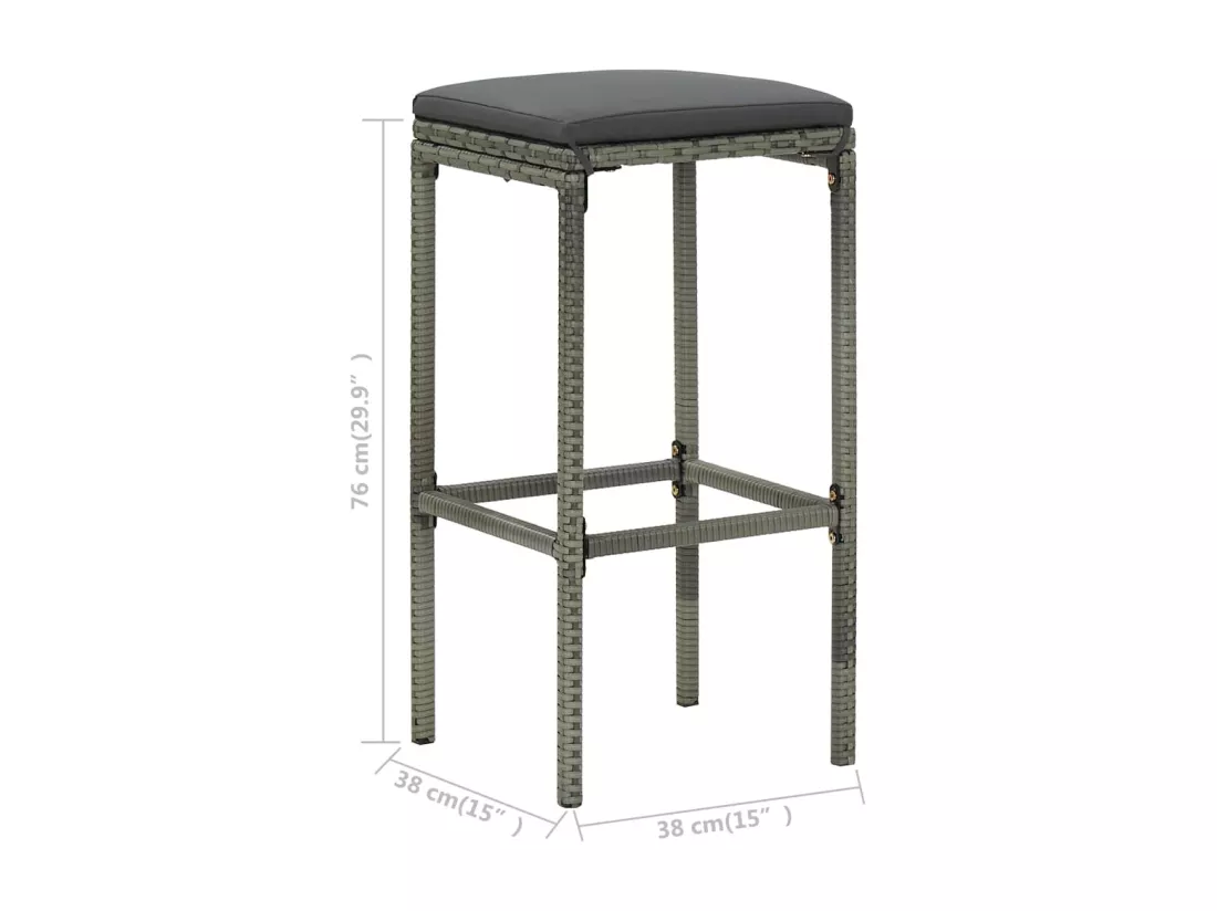 Ensemble de bar 3 pcs Résine tressée Gris