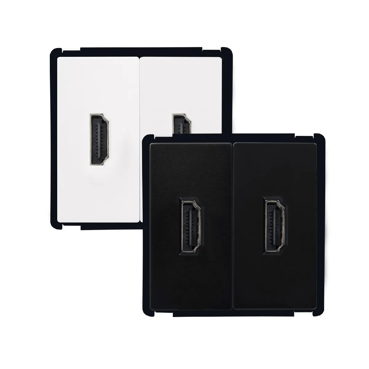 Ledkia Prise Double HDMI Modern - Noir
