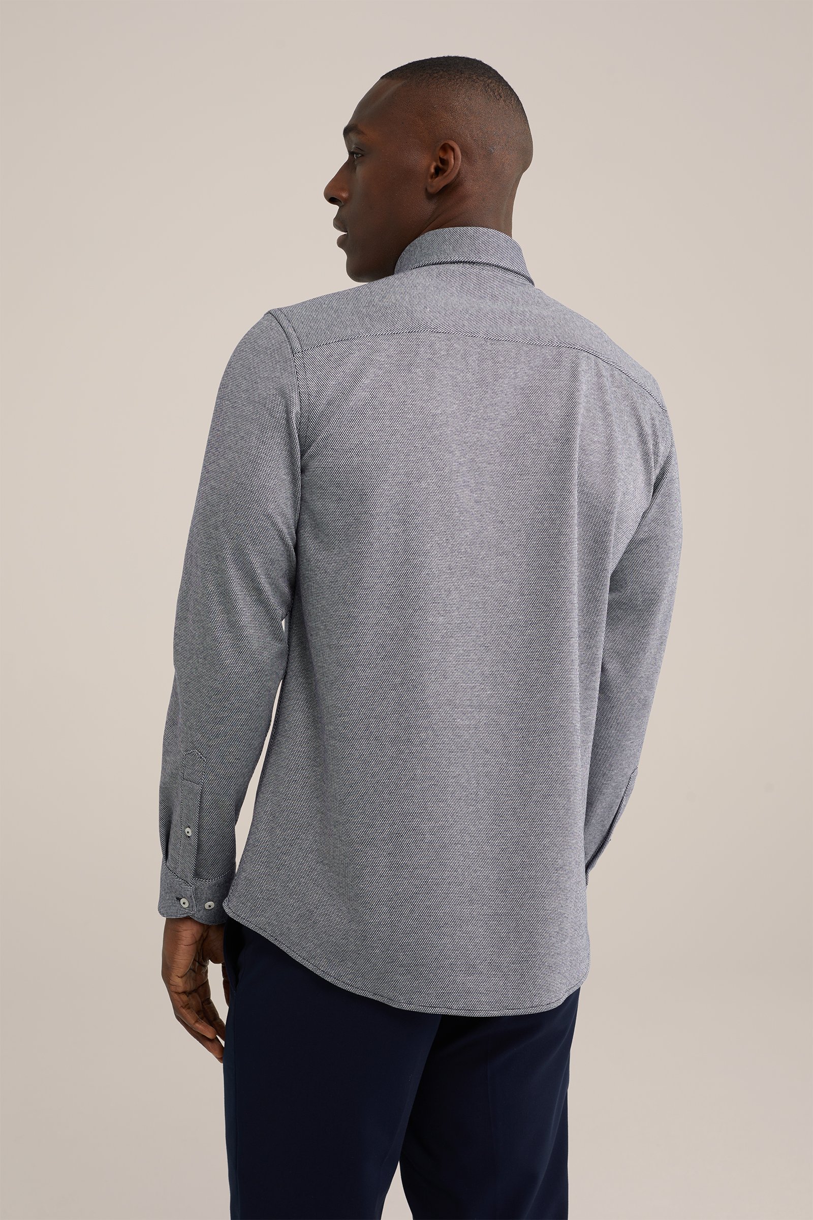 premium gebreid overhemd met stretch WE Fashion Donkerblauw