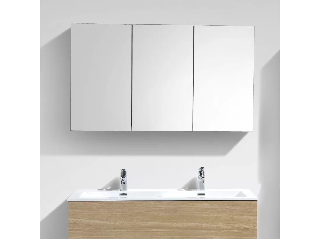 Armoire de toilette bloc-miroir SIENA largeur 120 cm chêne clair texturé