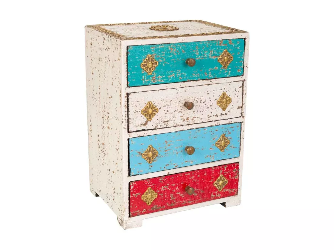 Coffret en bois et métal blanc 20,5x15,5x28h