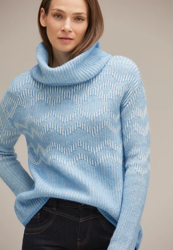 Rollkragenpullover - gentle blue melange