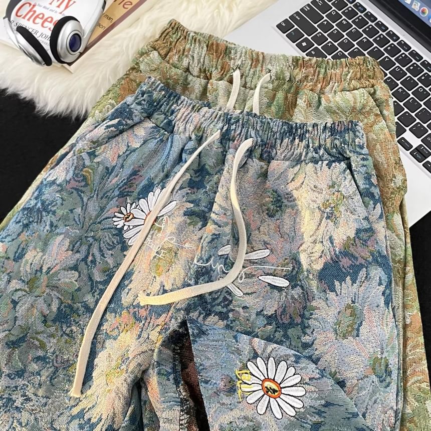 Maxelane - Shorts met trekkoord en geborduurde bloemenprint