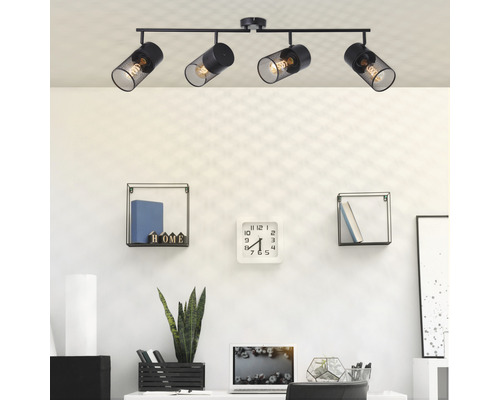 Plafondspot, 4-lichts, B 108 cm, zwart