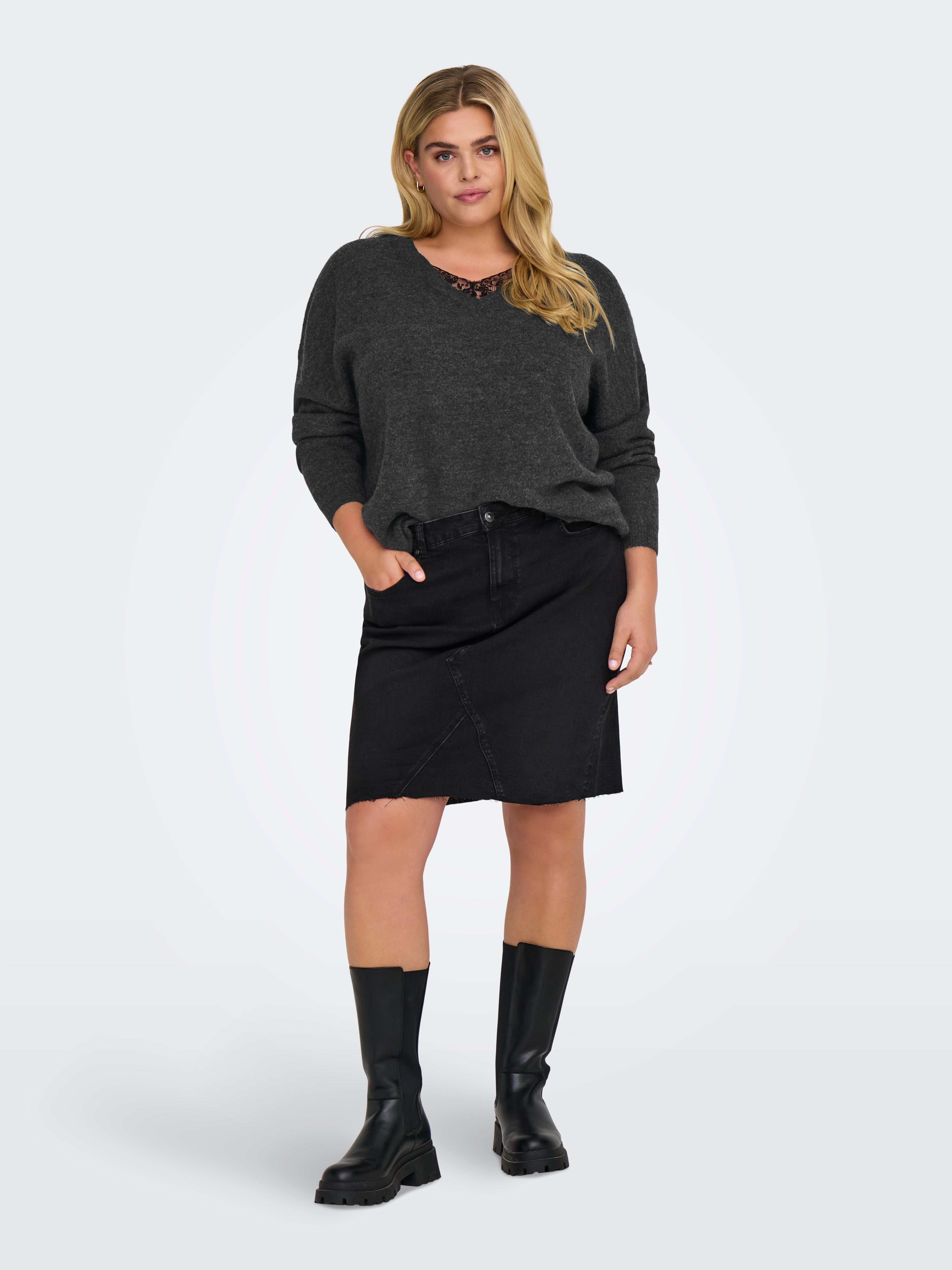 CARMANIFESTA Strickpullover Dark Grey Melange