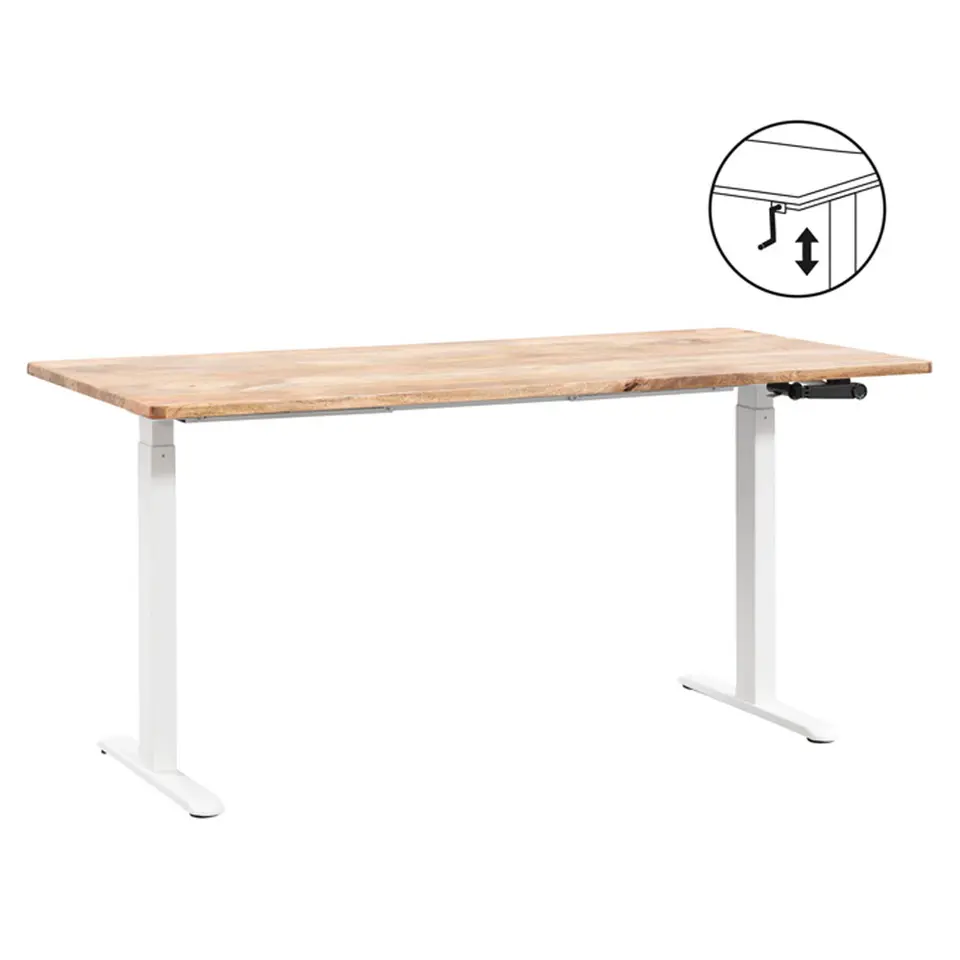 Bureau Homeworx zit/sta handmatig verstelbaar - mangohout/wit - 75/118x160x80 cm