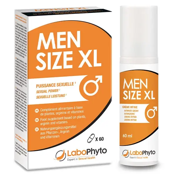 Lot cure & crème - Labophyto MENSIZE XL TAILLE PENIS - cure et gel taille du pénis - 60 gélules + 60ml