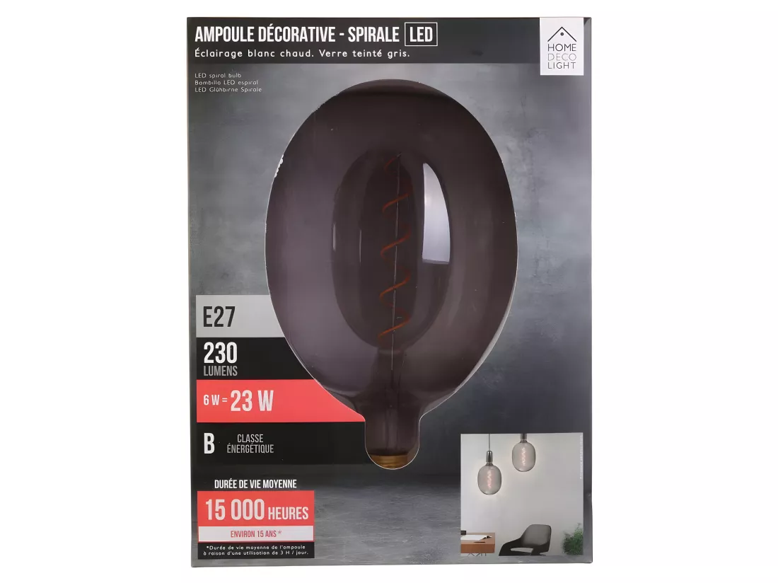 Ampoule ovale LED spirale 27 cm