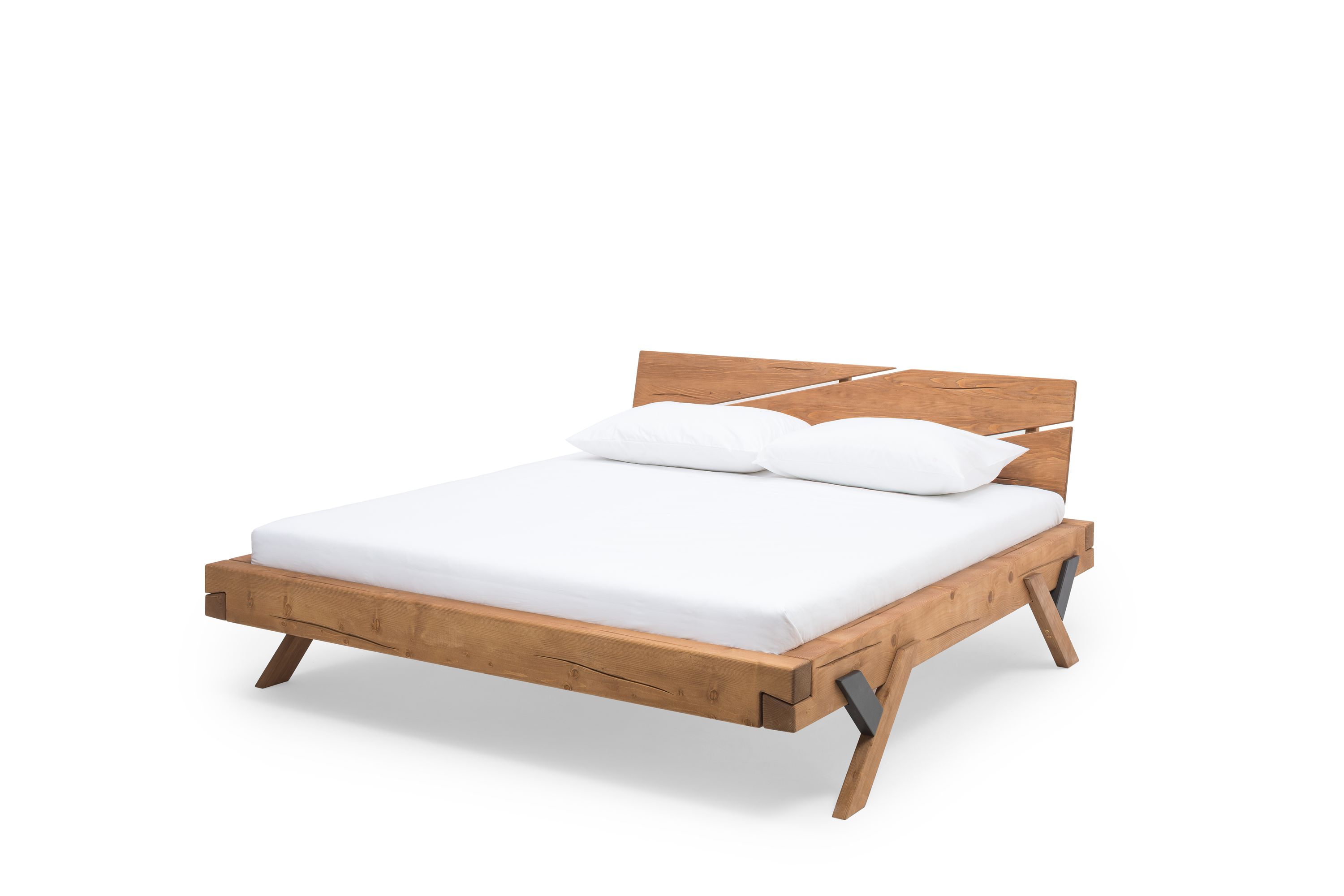 Balkenbett 200 x 200cm Massivholz Bettgestell Doppelbett Ehebett Bettrahmen