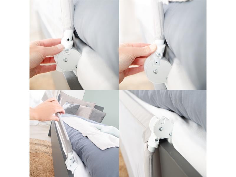 roba Bettgitter Klipp-Klapp Taupe 100 x 40 cm Klappbares Bettschutzgitter für Babys und Kinder