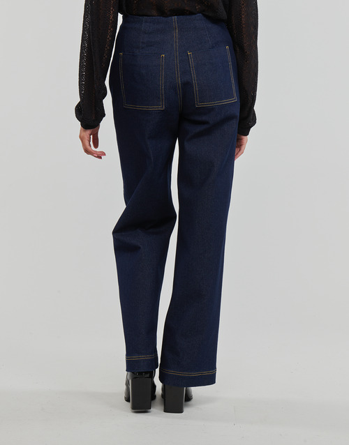 Vila - VIUMMA BUTTON HW WIDE JEANS/ C25 - Bleu Brut