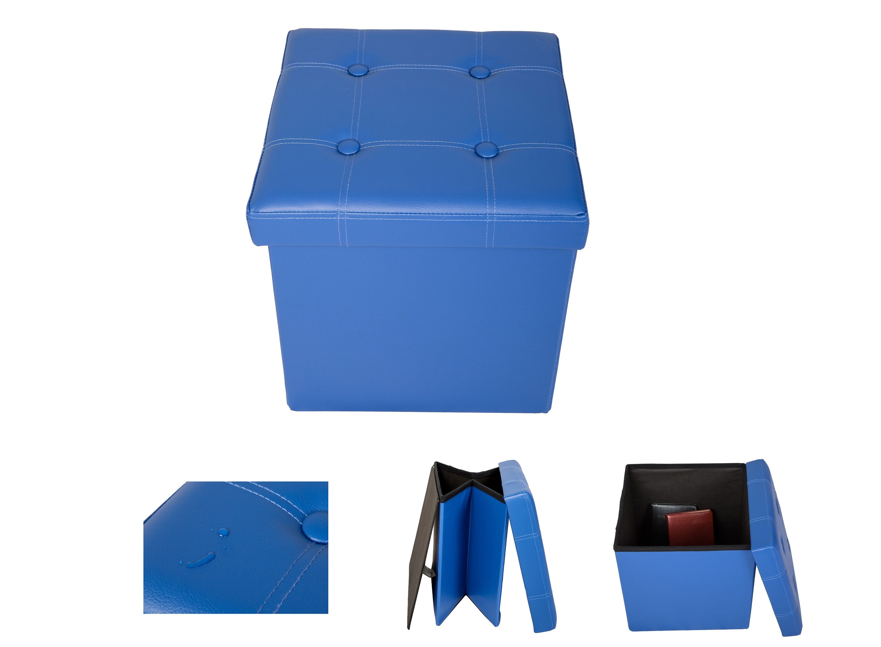 Sitzwürfel Leder BEN blau