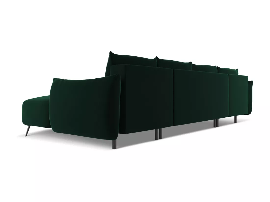 Canapé d'angle panoramique convertible en velours - bouteille verte - MALIE