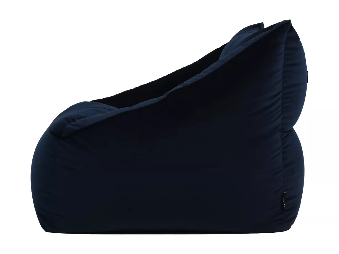 Pouf fauteuil velours bleu minuit - NATALIA