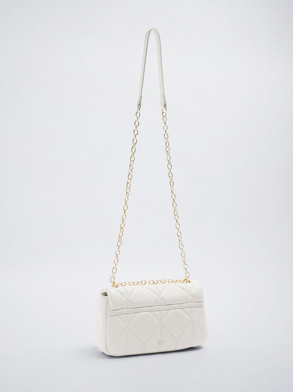 Bolsa acolchoada com corrente - Cru