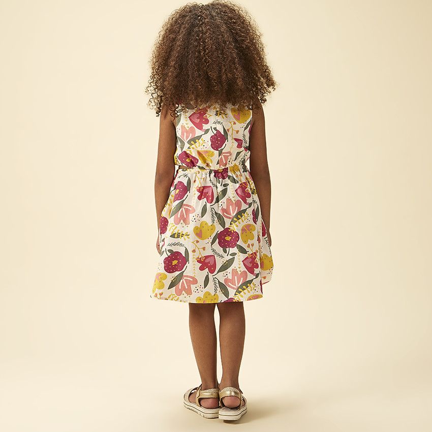 Robe sans manches imprimé floral à fentes latérales pour fille