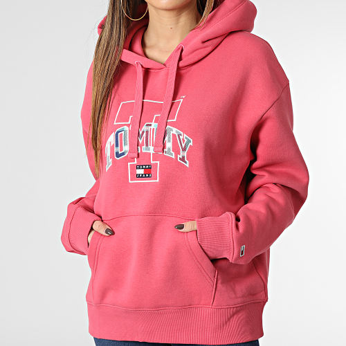 Sweat Capuche Femme Relaxed Tartan 4870 Rose