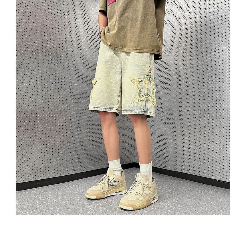Savenne - Denim Shorts met geborduurde sterren