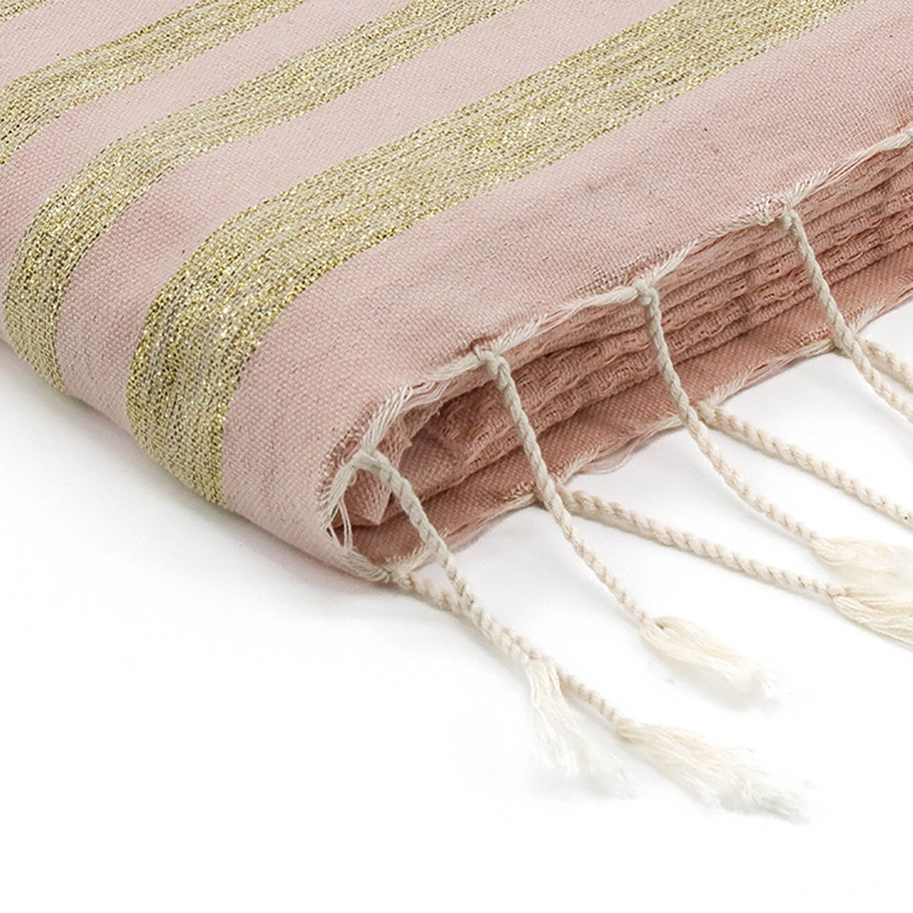 Febronie Fouta Nid d'abeille Hamptons Lurex rose - 100x200 cm