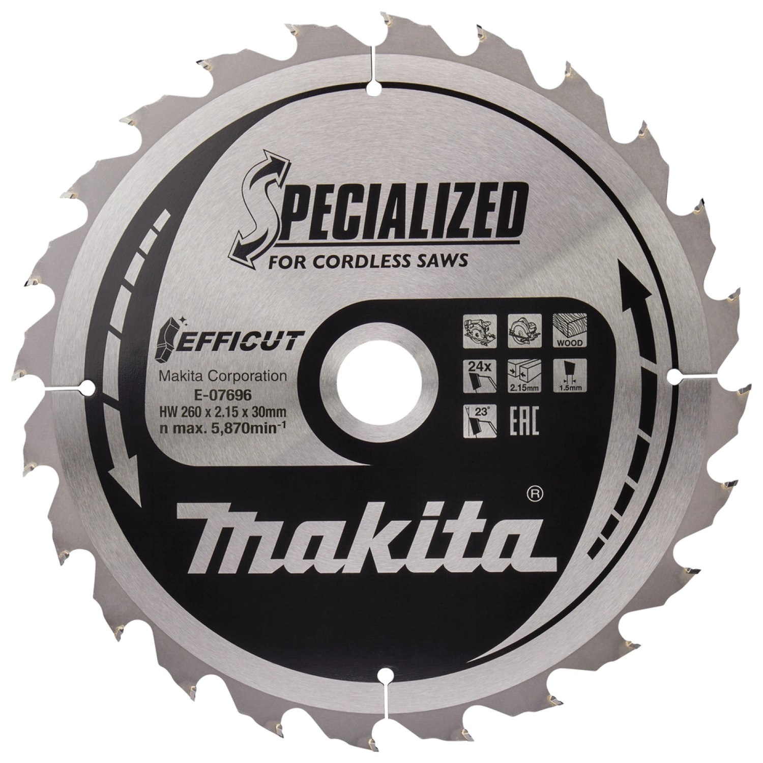 Makita E-07696 Efficut Cirkelzaagblad Hout - 260x30x2,15mm 24T