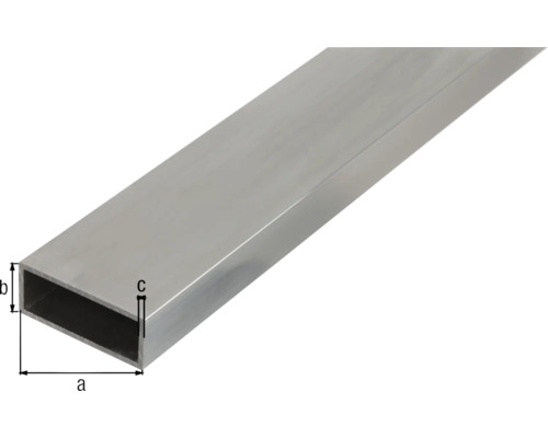 Rechthoekige aluminium buis, natuurlijke afwerking, 50x20x2 mm, 2,6 m
