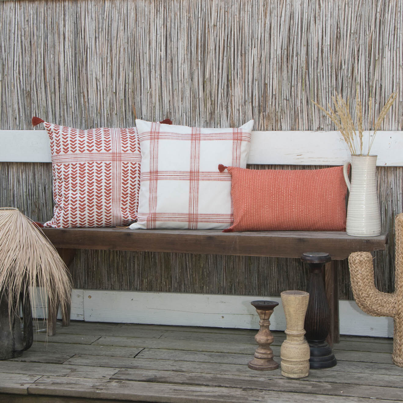 Febronie Housse de coussin Madras terracotta - 50x50 cm