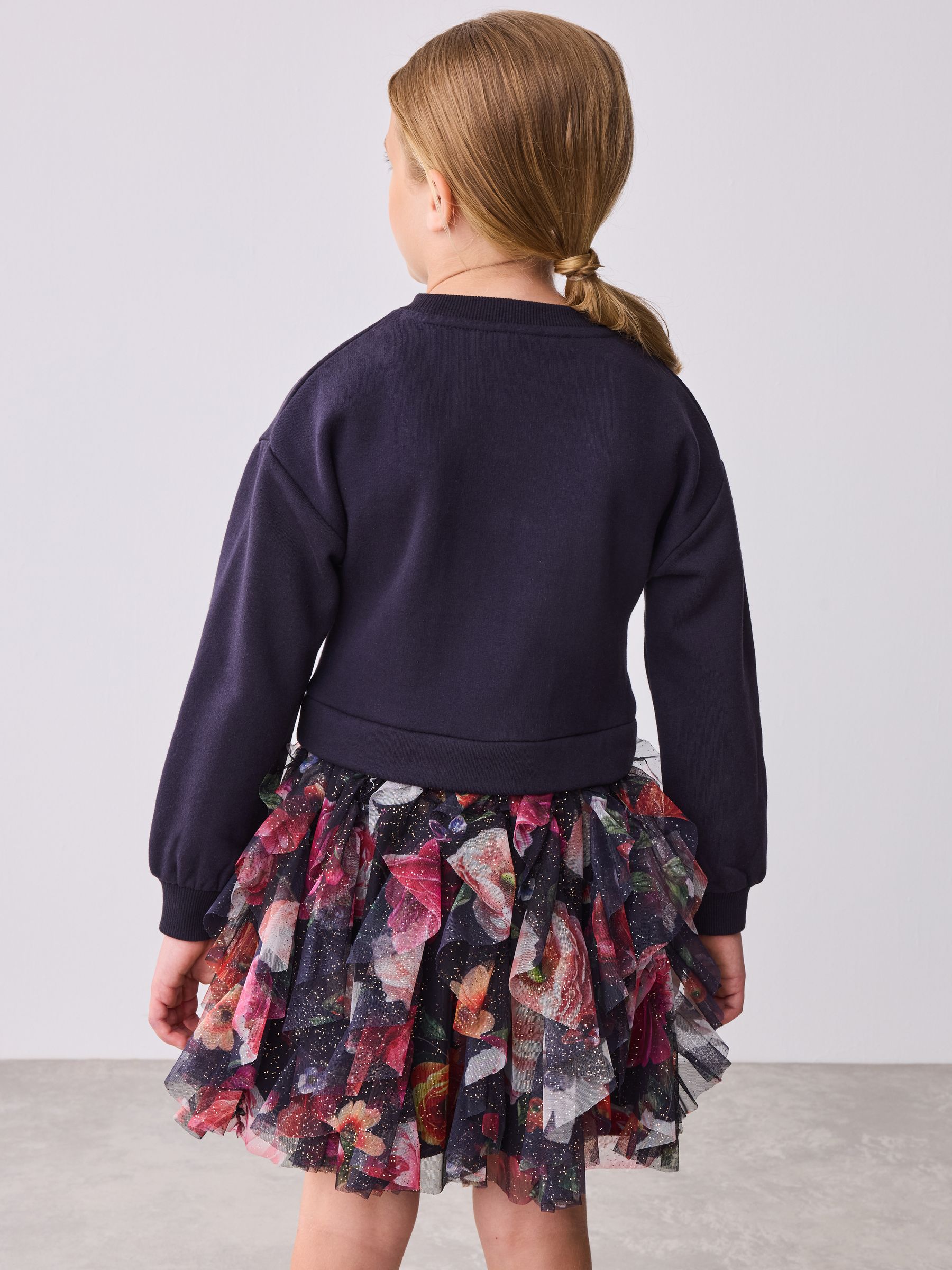 Baker by Ted Baker Navy Mesh Skirted Sweat Dress