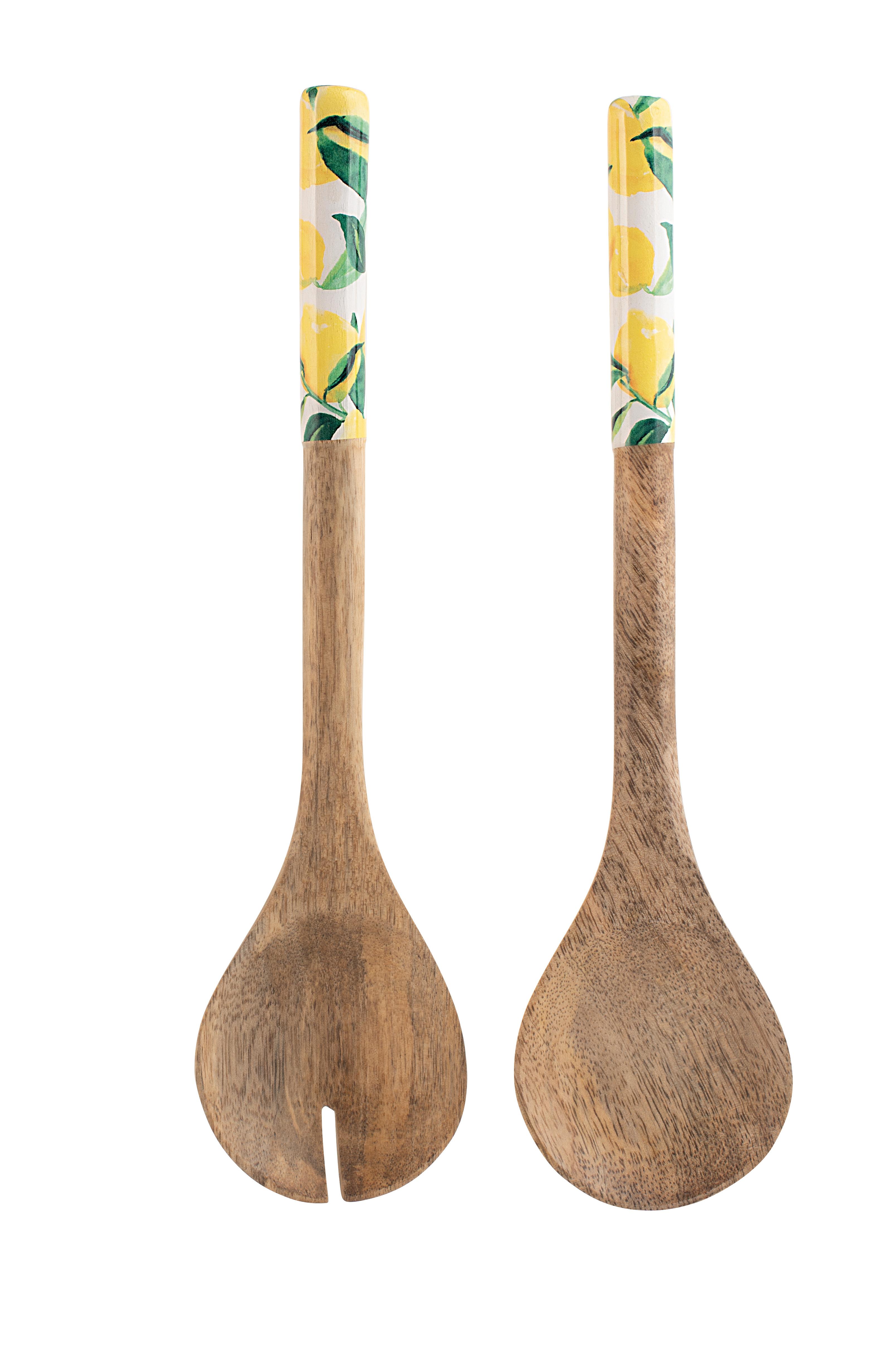 COUVERT A SALADE ACACIA CITRON 30CM