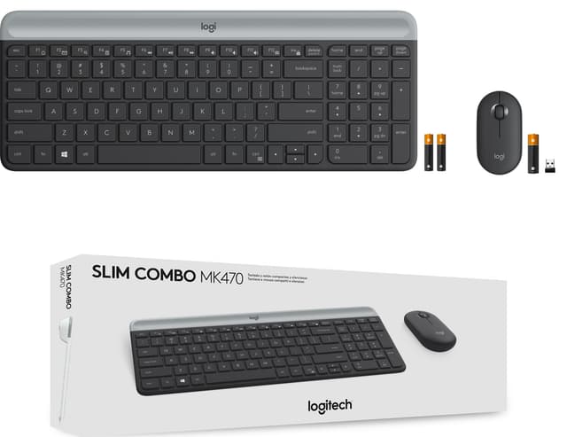 Logitech MK470 Slim Combo mus og tastatur (graphite)