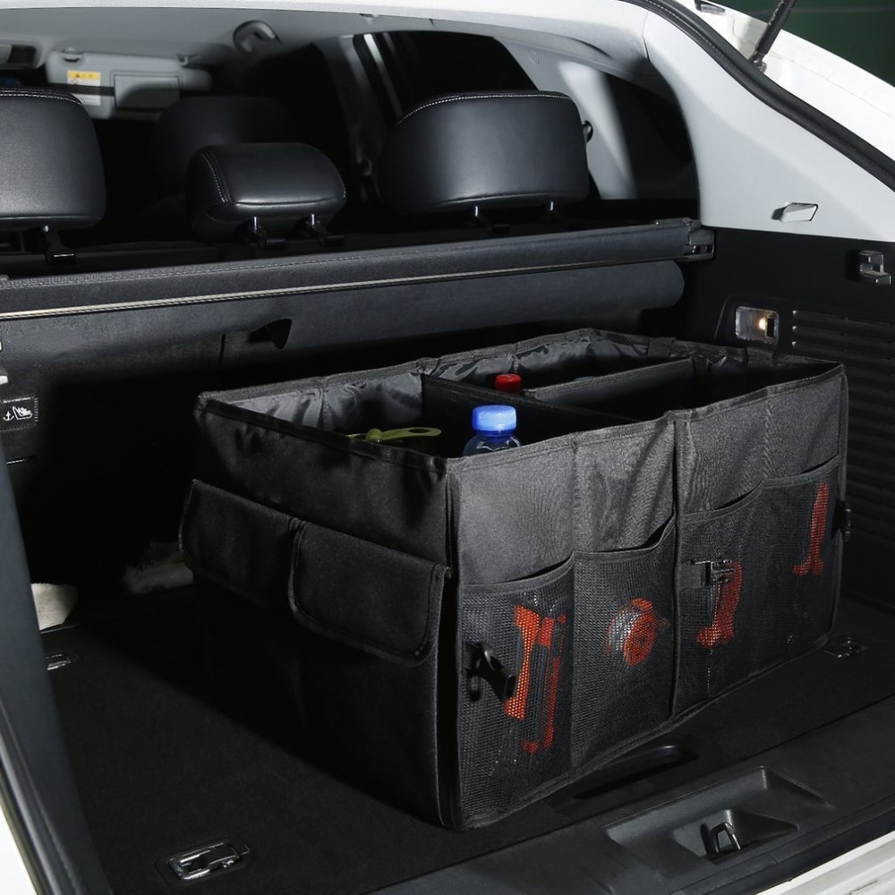 (56x40cm) Auto Kofferraumbox Organizer Tasche mit Tragegriffe - Schwarz