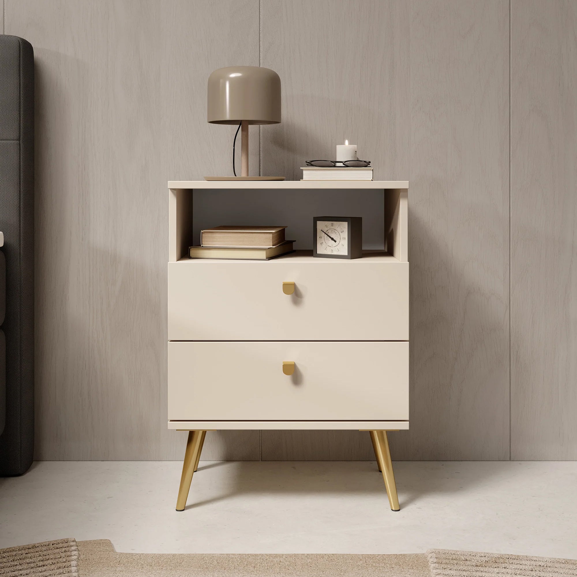 Hidde - Nachtkastje - Beige - 50x36x69 cm