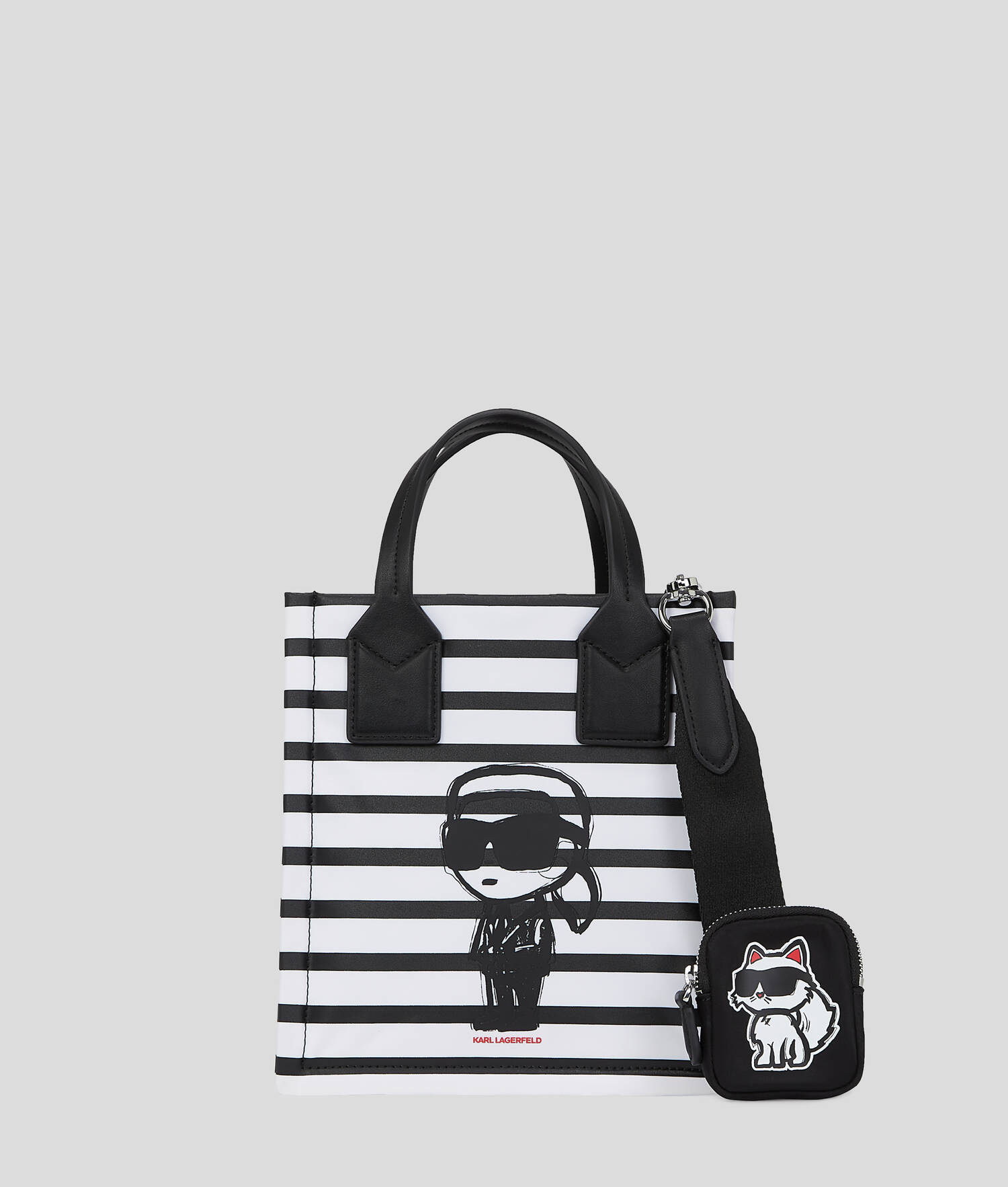 PETIT SAC CABAS À RAYURES IKON - Petite rayure Noir-Blanc