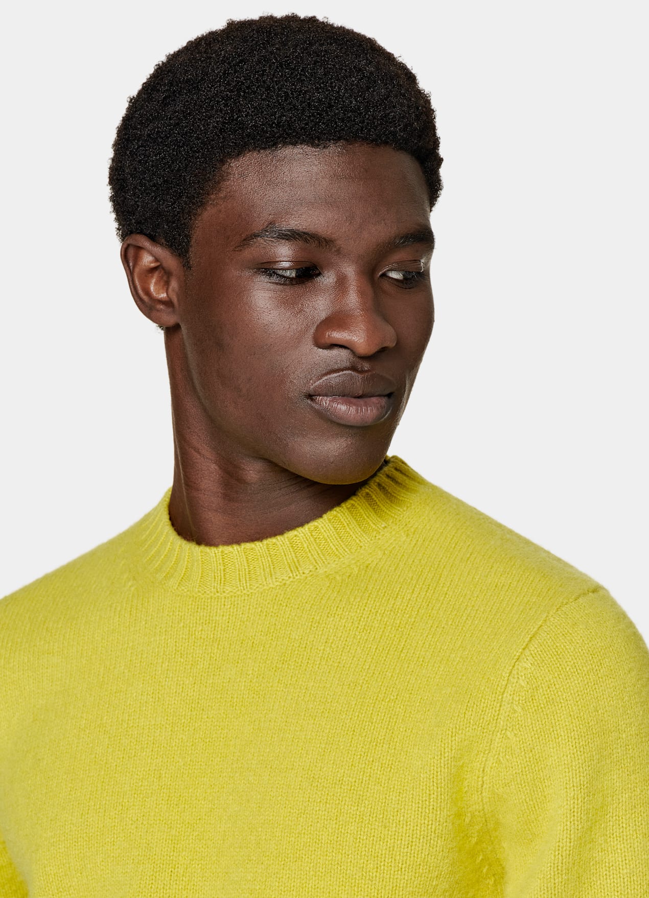 Pull col rond Merino jaune