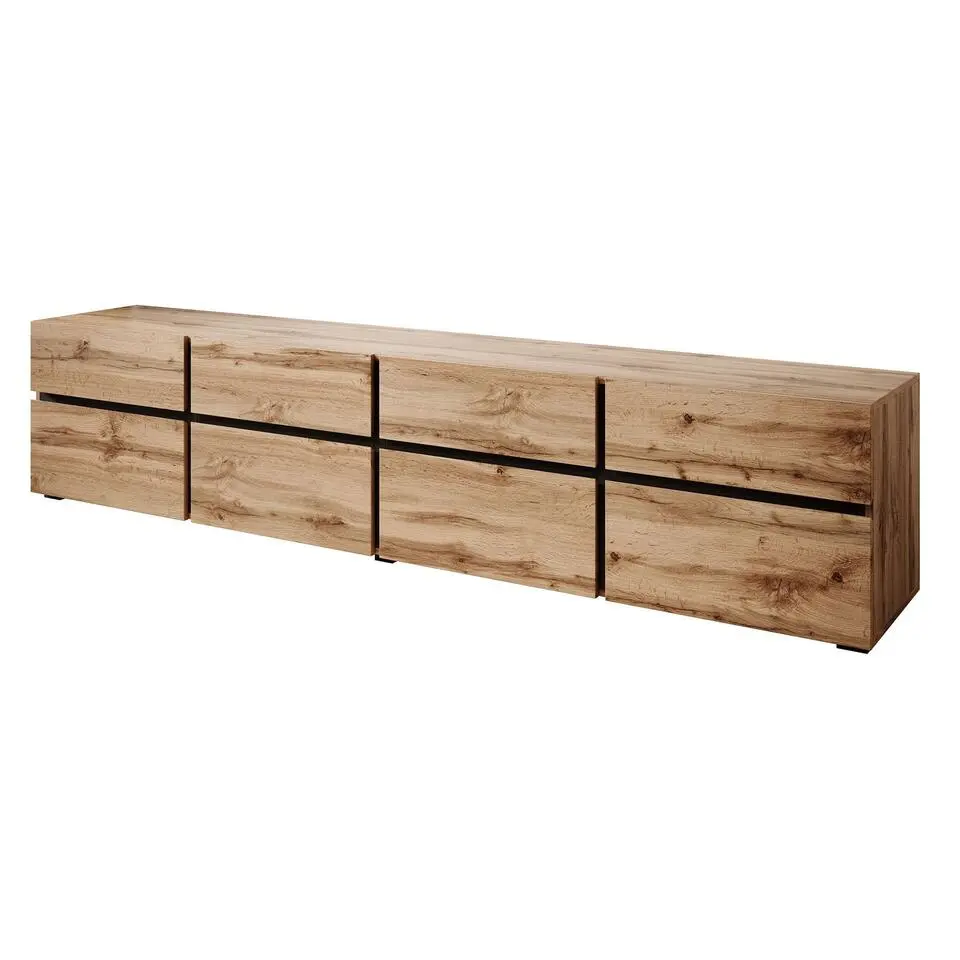 Meubella - TV-Meubel Cainan - Eiken - Zwart - 225 cm