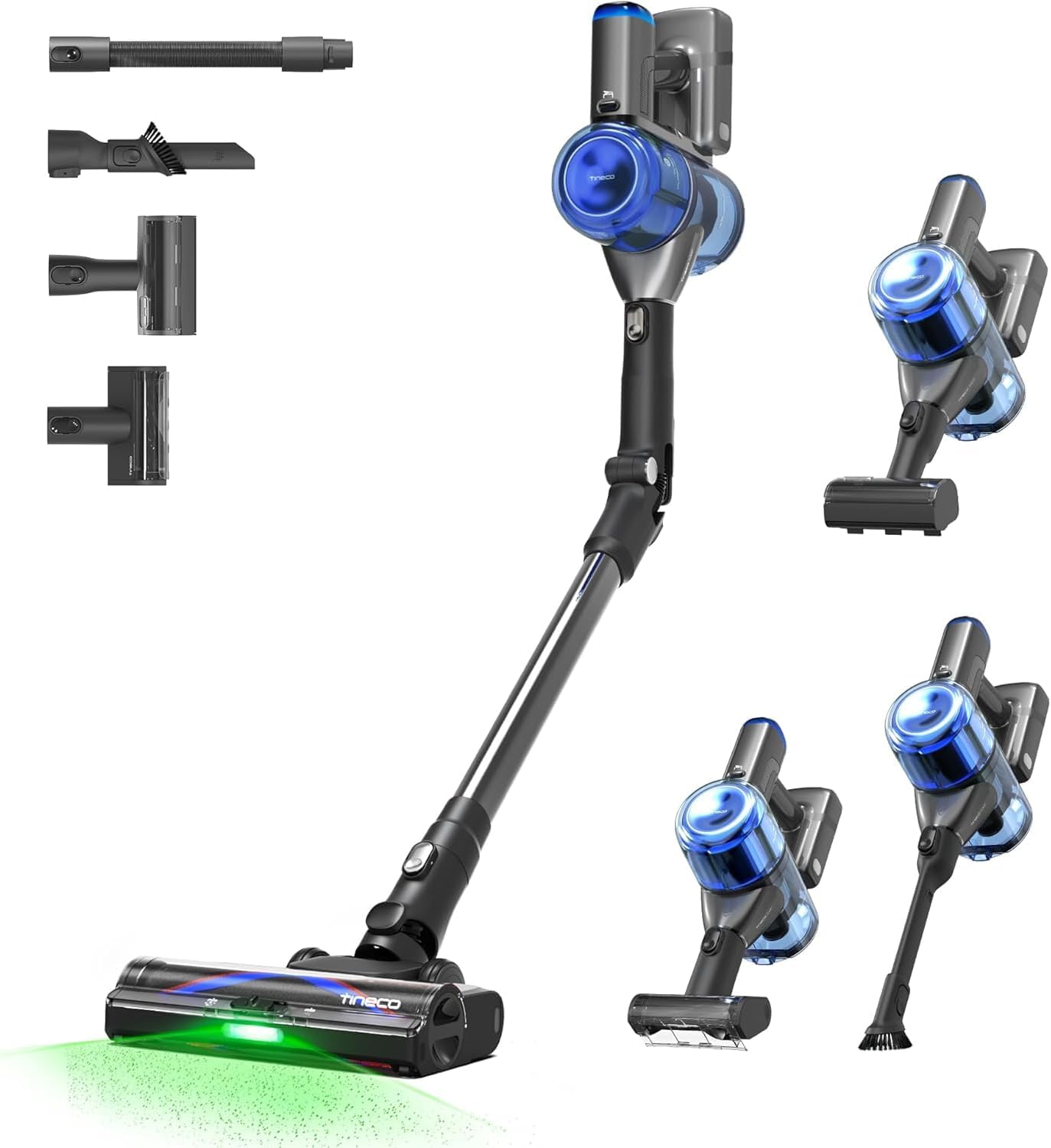 Tineco Pure ONE S70 Akku Staubsauger, 200 AW, LED, 3DSense Pro Reinigungssystem, bis zu 95 Min. 6-stufiges Filter, ZeroTangle-Bürste, Intelligenter Kabelloser Handstaubsauger