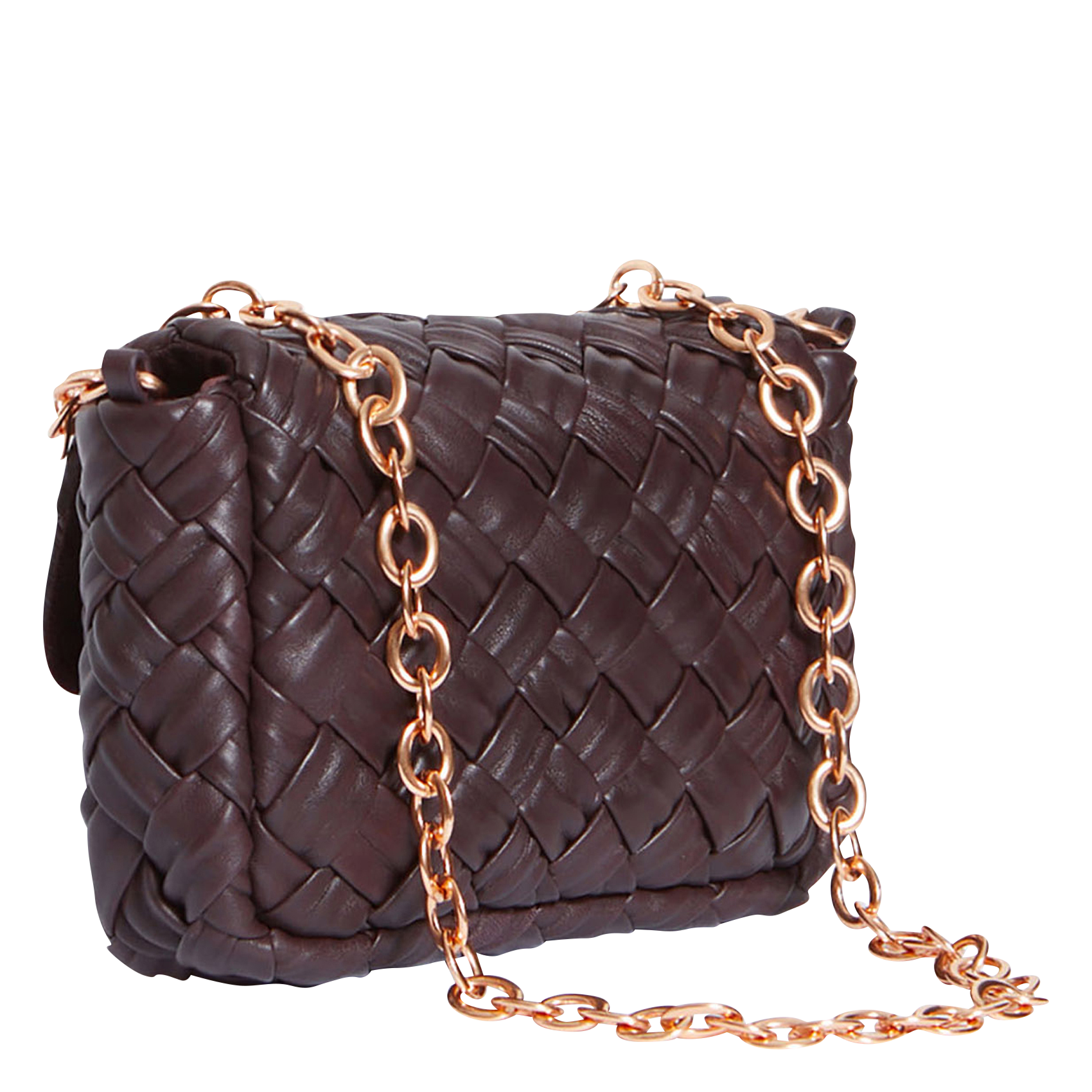 NANO MOON - Sac bandoulière en cuir tressé | Marron