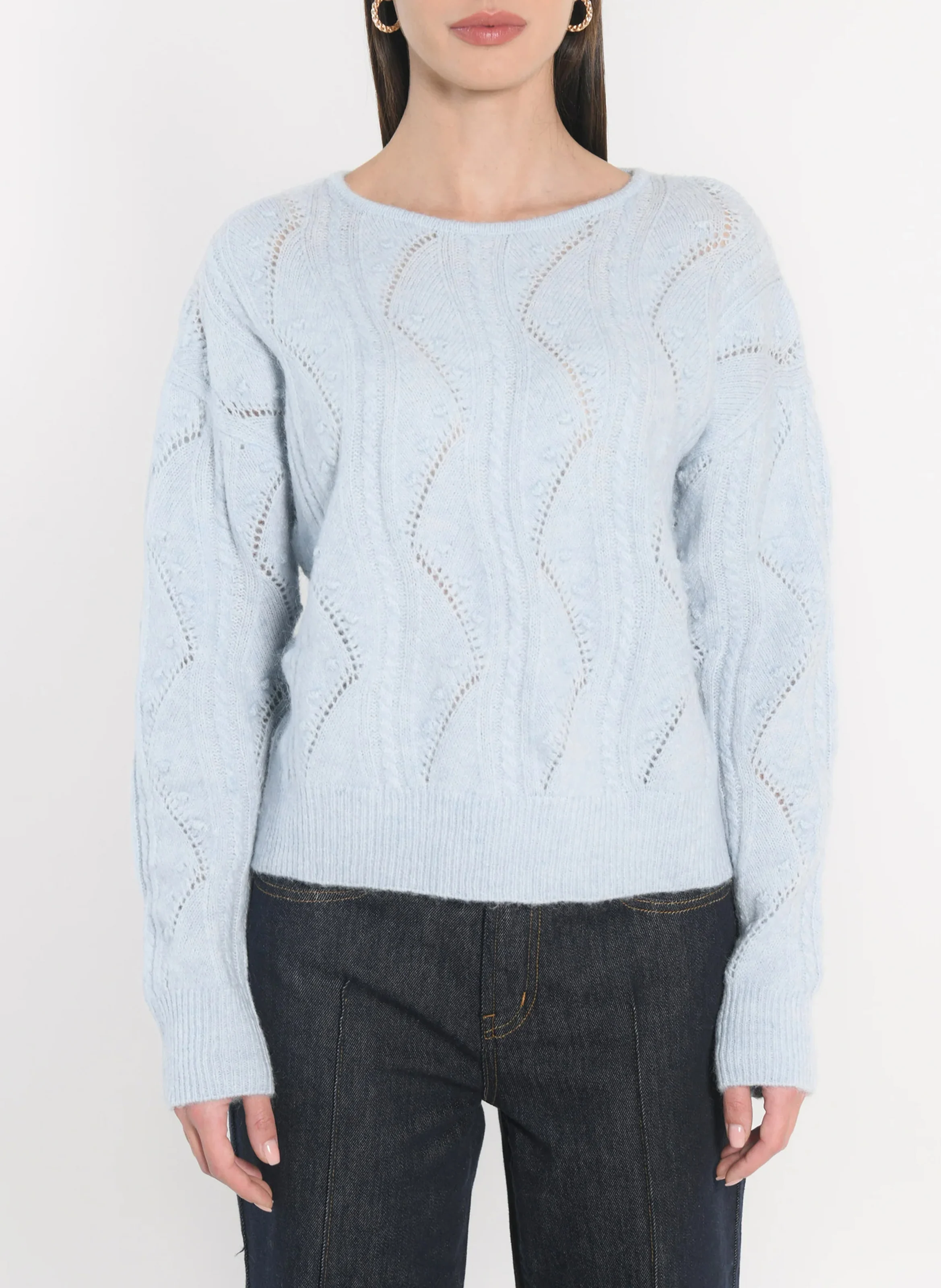 MONICA - Pull oversize col rond | Bleu