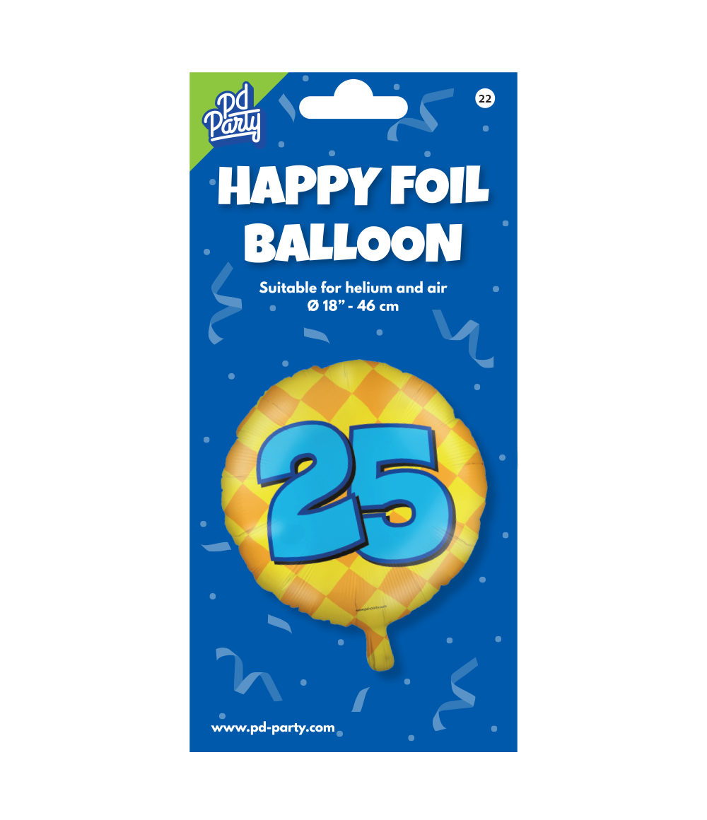 Helium Ballon 25 Jaar Gekleurd Leeg 46cm