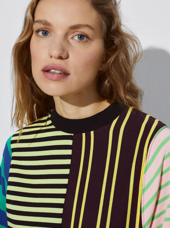 Vestido de algodão estampado - Multicolorido