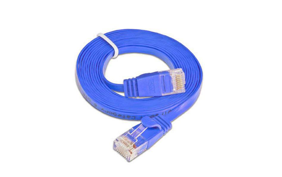 Slimpatchkabel RJ-45 - RJ-45, Cat 6, UTP, 15 m, BlauUnscreened/Unshielded Twisted-Pair-Kabel (UTP) mit Klinkenschutz