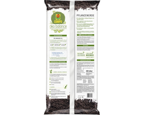 COMPO eco balance potgrond (51 zakken x 40 liter = 2,04 m³) 1 pallet turfvrije, veganistische biologische universele grond