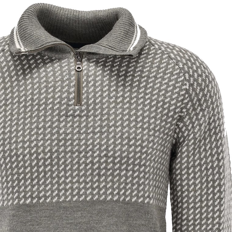 Bergans Alvdal Wool Half Zip Men Green Mud/Vanilla White