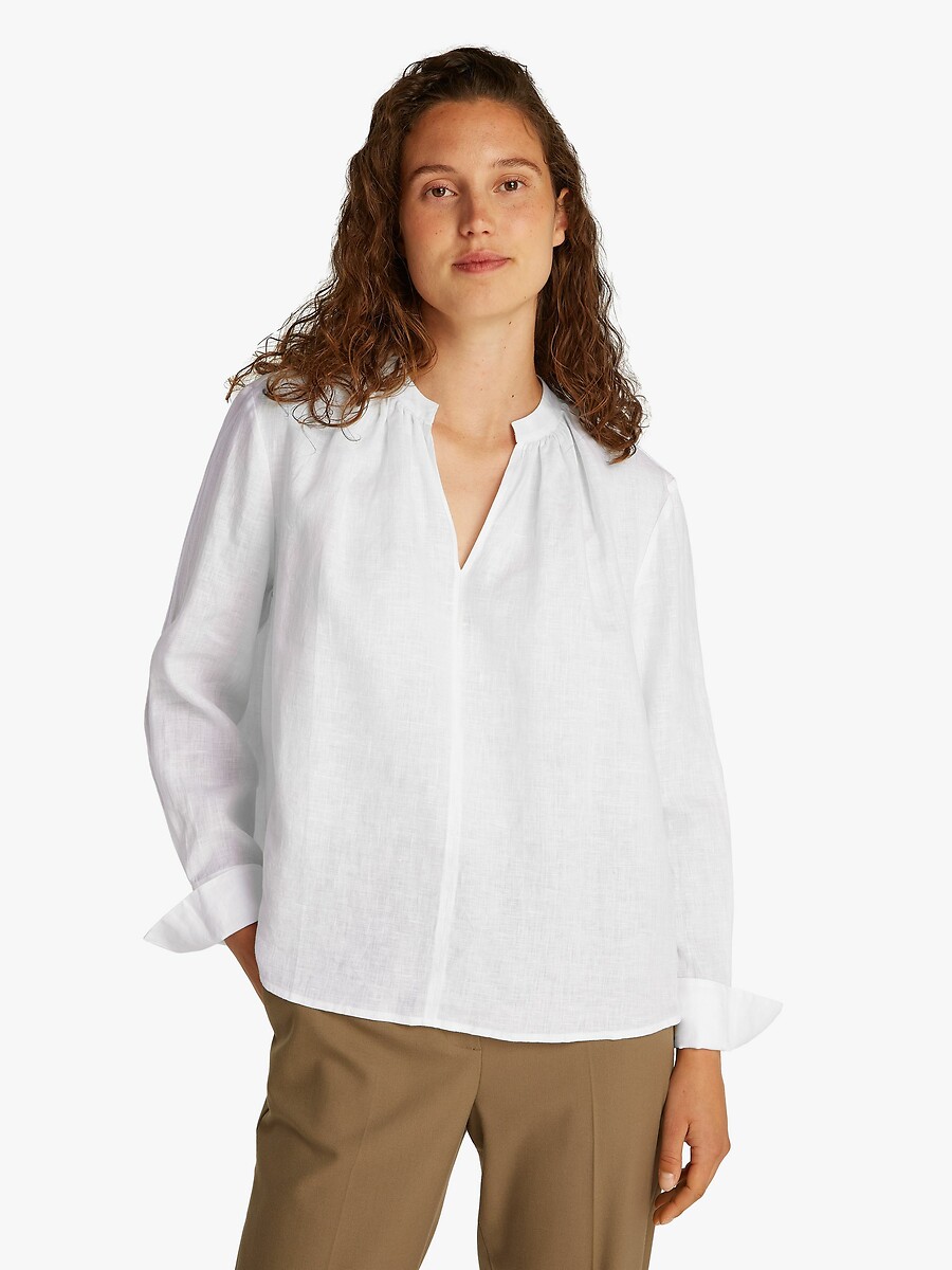 TOMMY HILFIGER<br>Blusa de linho com decote em V
