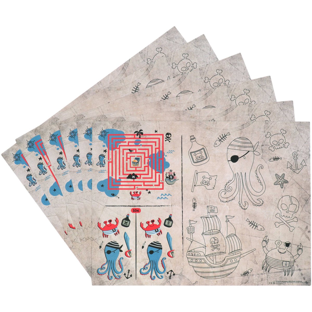 Piraat Placemats Met Activiteiten 40cm 6st
