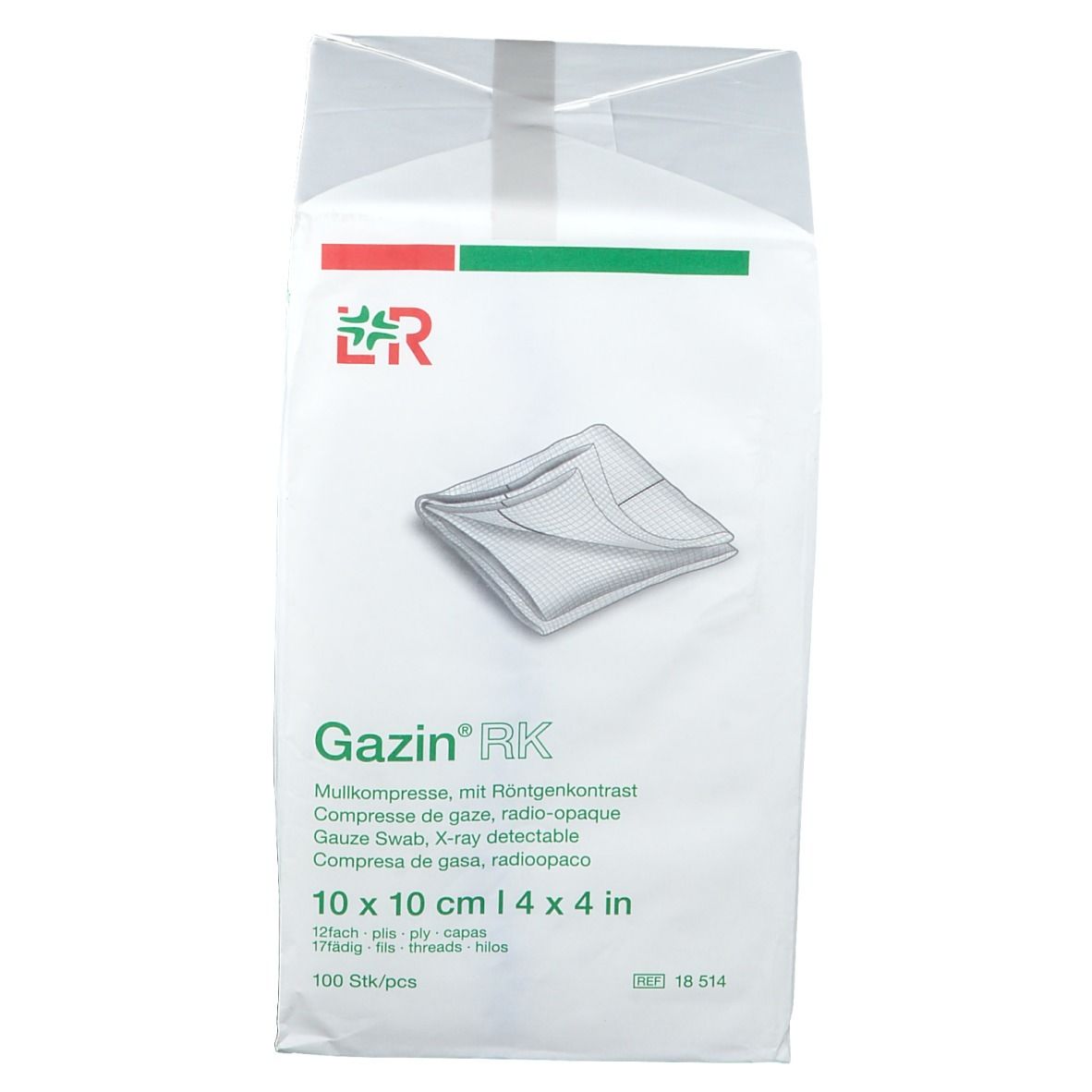 Gazin® Mullkompresse 10 cm x 10 cm unsteril 12 lagig