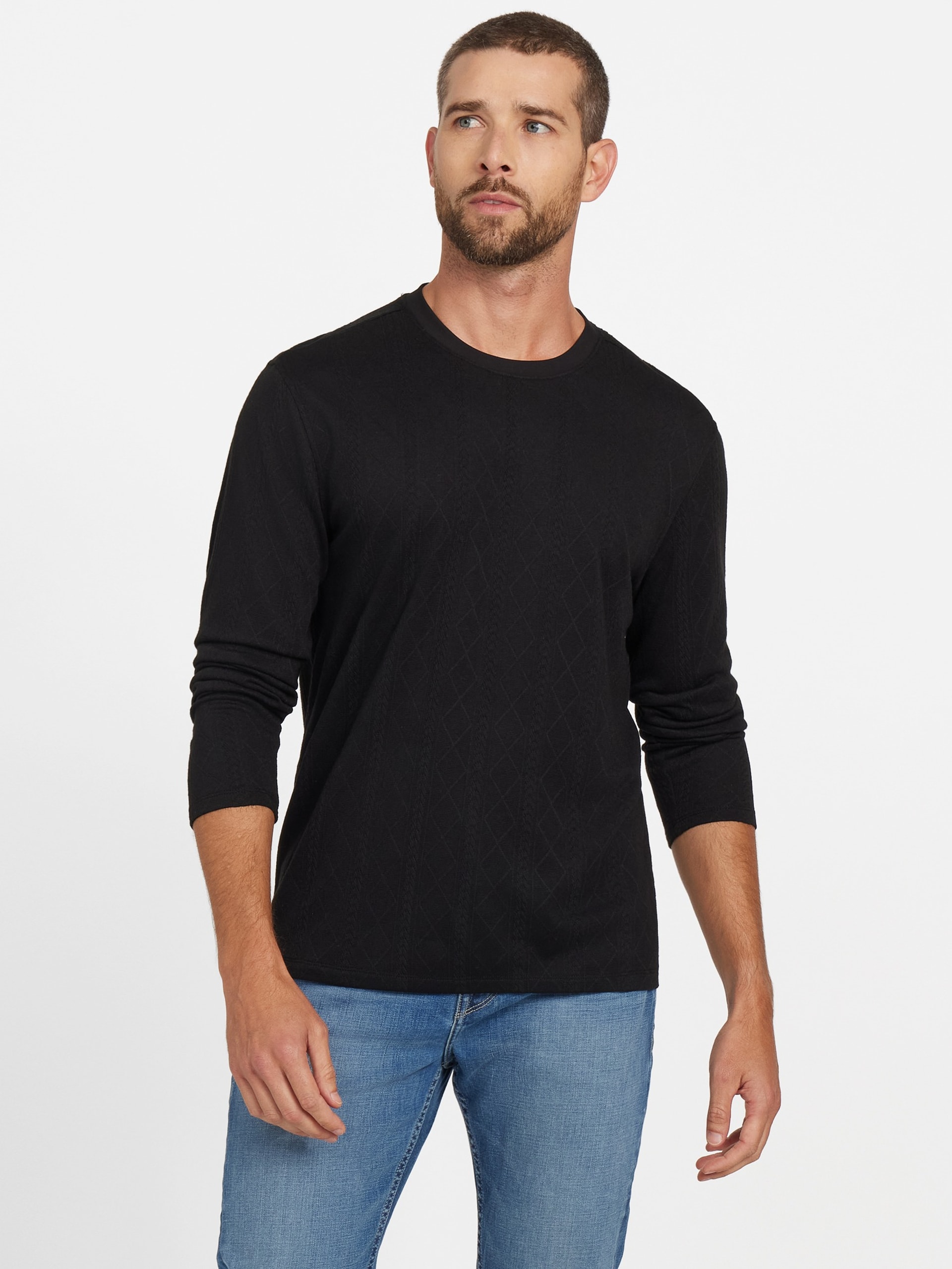 Blusa de manga comprida em malha texturizada