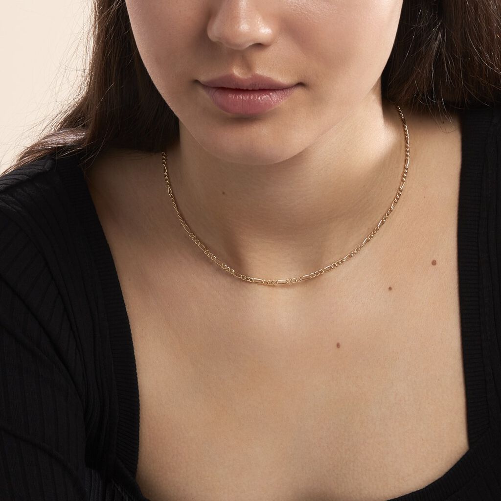 Collier Cameo Maille Alternée 1/3 Or Jaune