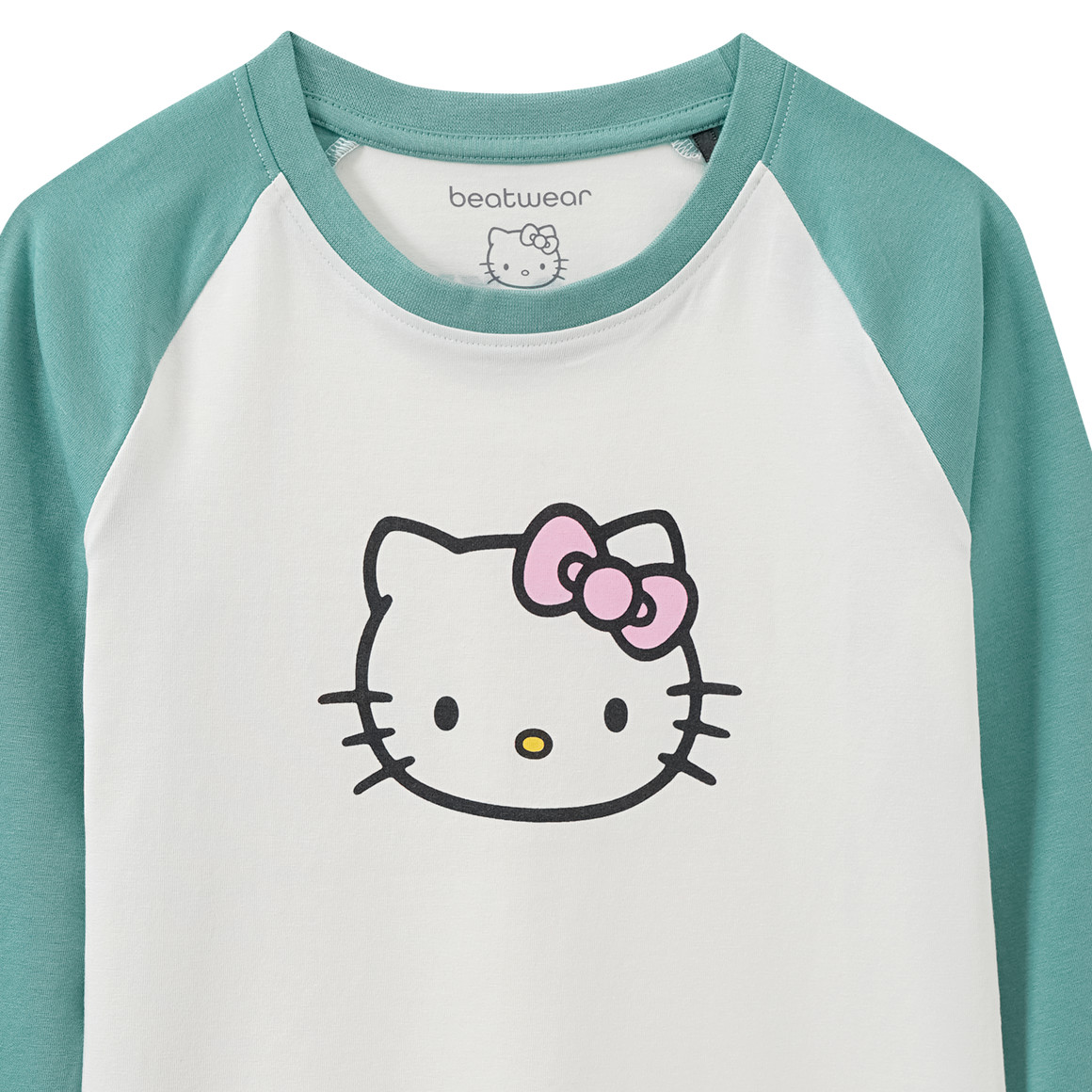 Beatwear Hello Kitty Langarmshirt mit Raglanärmeln grün / weiss
