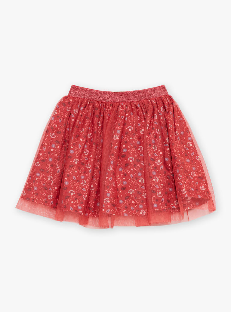 Jupe rouge esprit tutu à fleurs