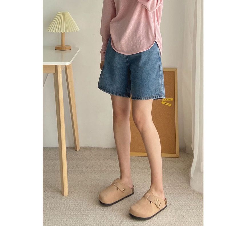 Baoinie - Gewassen denim shorts met hoge taille